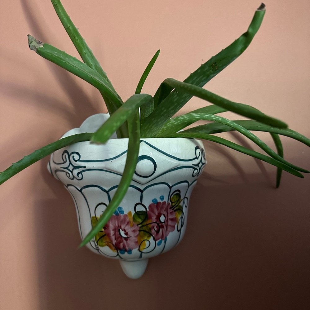 Vintage porcelain plant/ flower wall hanging vase